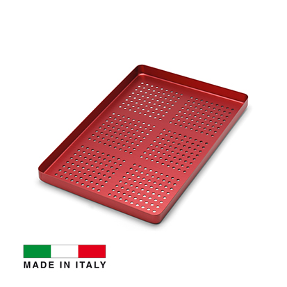 Medesy® Aluminum TRAY Red Small Perforated without Lid 185x140x15mm