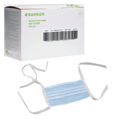 Barrier® Face Mask 3 Layers with Tie Blue 50 st.