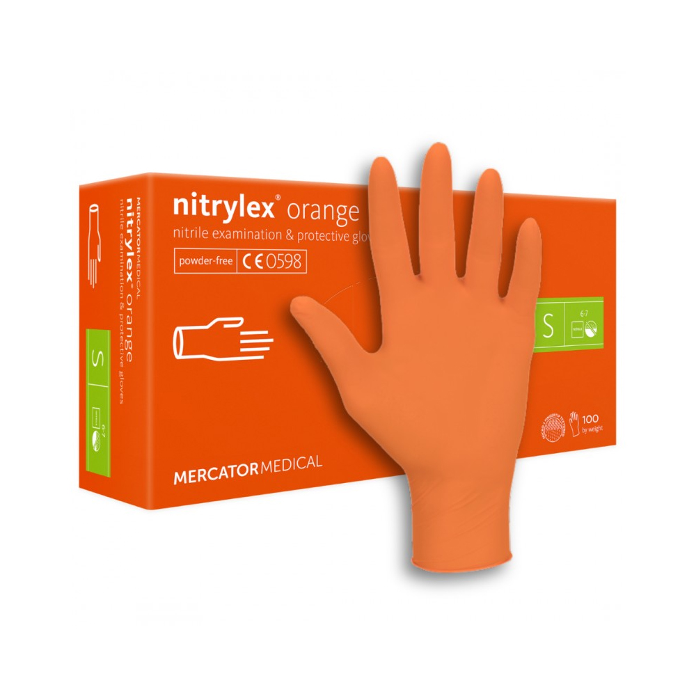 Nitrilhandske puderfria Orange, Medium 100st. 