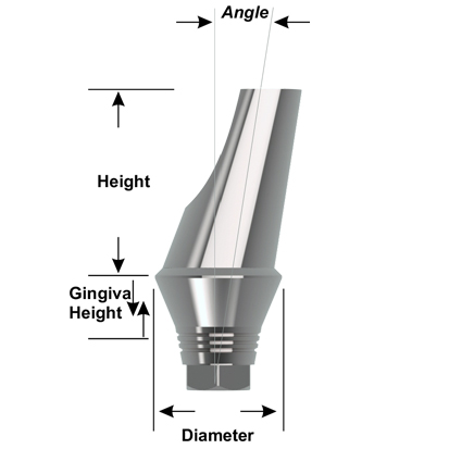 Angled Abutment HEX  Dia 4.5 * GH2 * A25 - 2