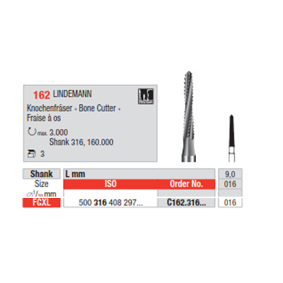 Meisinger® FG Lindemann Surgical 162 316 016 XL, 2st.