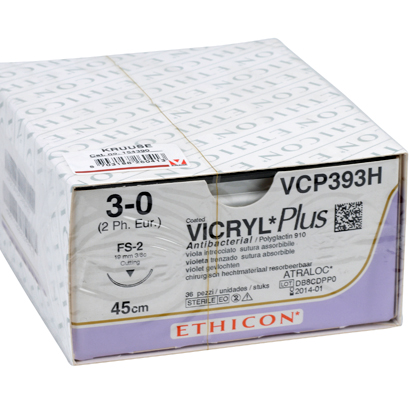 VICRYL PLUS® Sutur 3-0, 19mm 3/8 cutting (▼)45 cm, resorberbar , 36st.