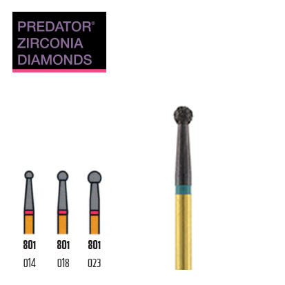 Predator® Rund Zirconia Cutter Diamond Burs, 5pcs