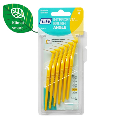 TePe Angle® Interdental Brushes Yellow 0.7mm, 10x6st.