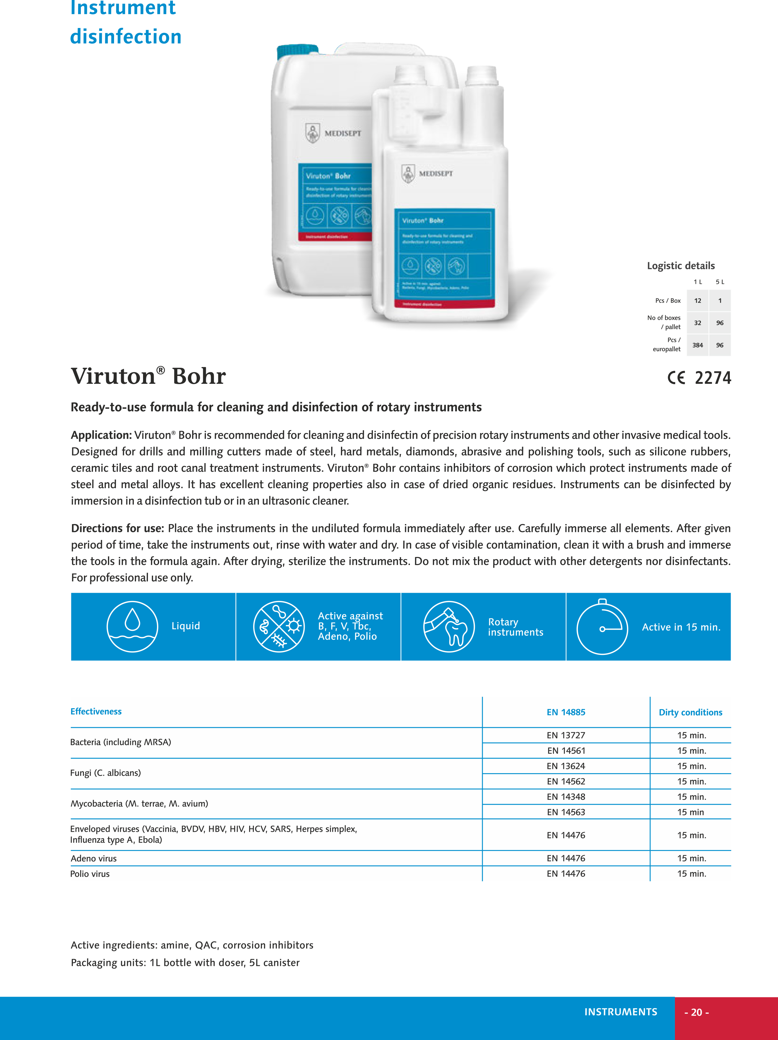 Viruton® Bohr Rotary Instruments Disinfection, 1Liter - 2
