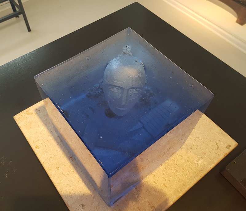 Blue Cube Head in Water Unique - Kosta Boda - 3