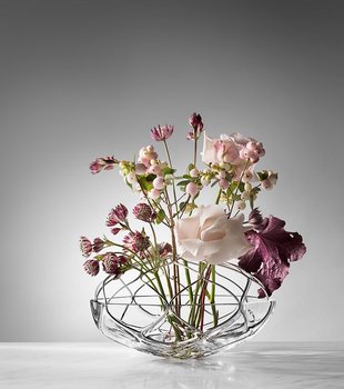 Bloom Vase Low Clear glass Metall