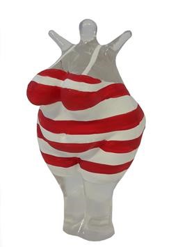 Bath Woman Red White Wood Base  - 3