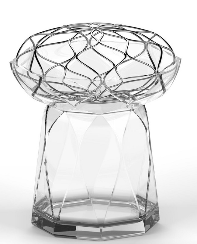 Bloom Vase High Clear glass Metall - 2