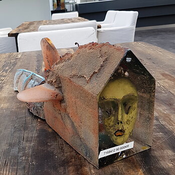 Sculpture with Yellow Face Unique