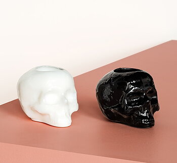 Still Life Votive Black  Skull