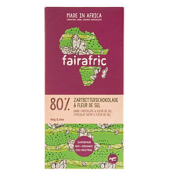 Fairafric mörk choklad 80% med havssalt 80 g ekologisk