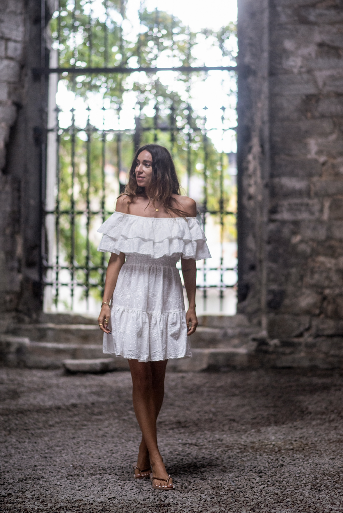 Short Bamboo Dress Embroidery White - 3