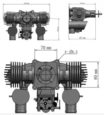 DLE-130 130cc boxer benzin motor - 3