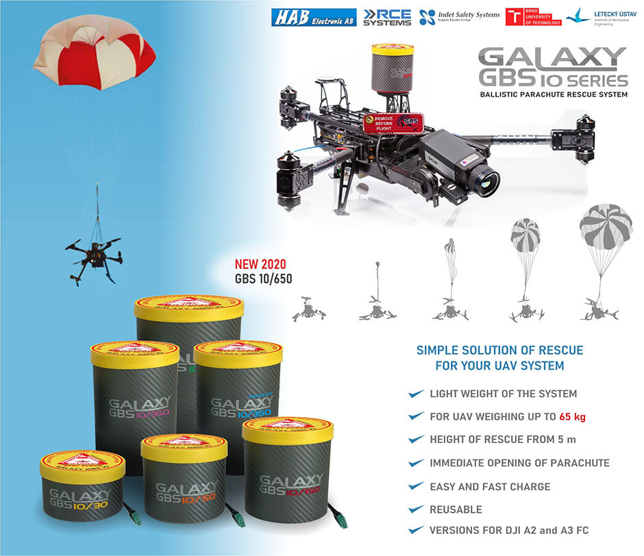 Fallskärm GBS10/650 för 35-65kg maskiner  0-80km/h