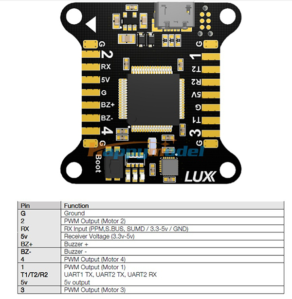 LUX Racer Flight Controller w/ F3 Processor - 2