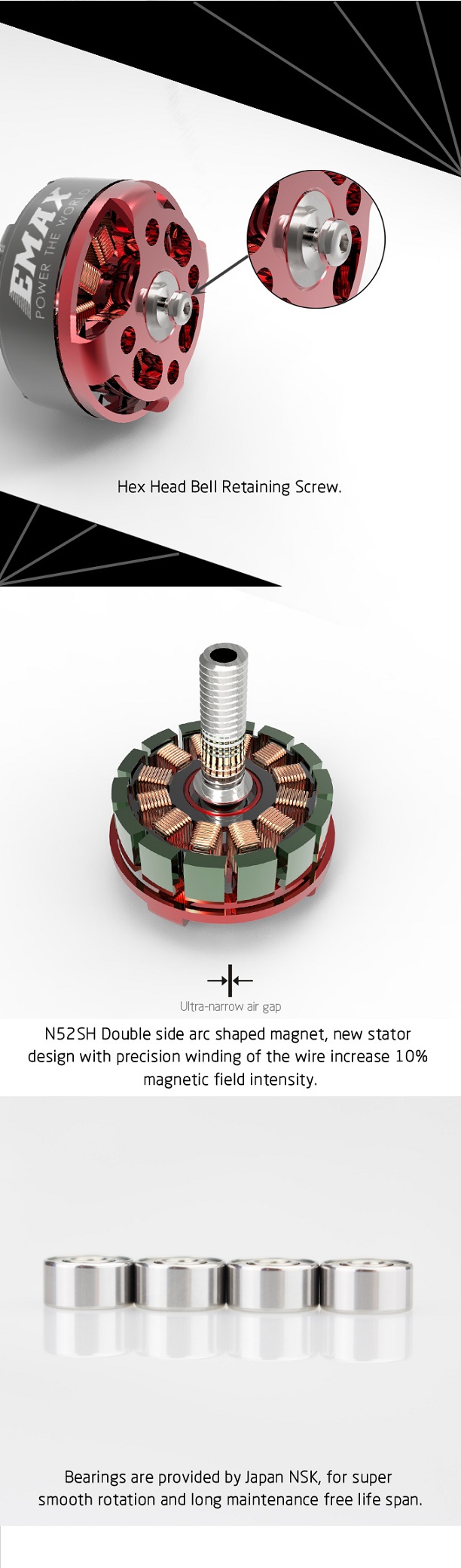Borstlös elmotor EMAX RS2205S 2600KV  3-4S 28.8g - 3