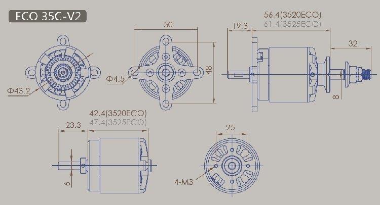 Borstlösmotor 3520C Dualsky ECO V2 KV:510 200gr (4-5S) - 5