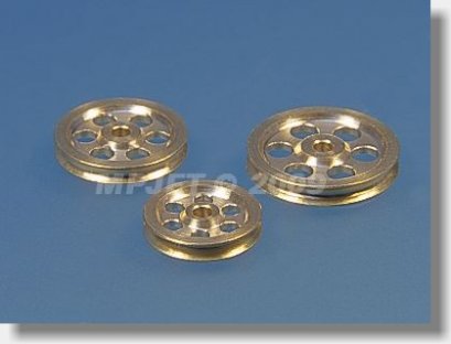 Vajer styrrulle i mässing. diameter 14. centrumhål 2 mm 2