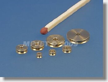 Vajer styrrulle i mässing. diameter 6. centrumhål 1.5 mm 2