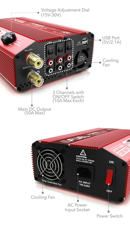 Nätaggregat eFUEL 240V Input 15-30V 50A 1200 Watt* - 4