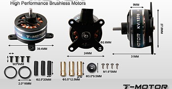 Borstlösmotor T-motor 2208  40g  KV:1370  190W