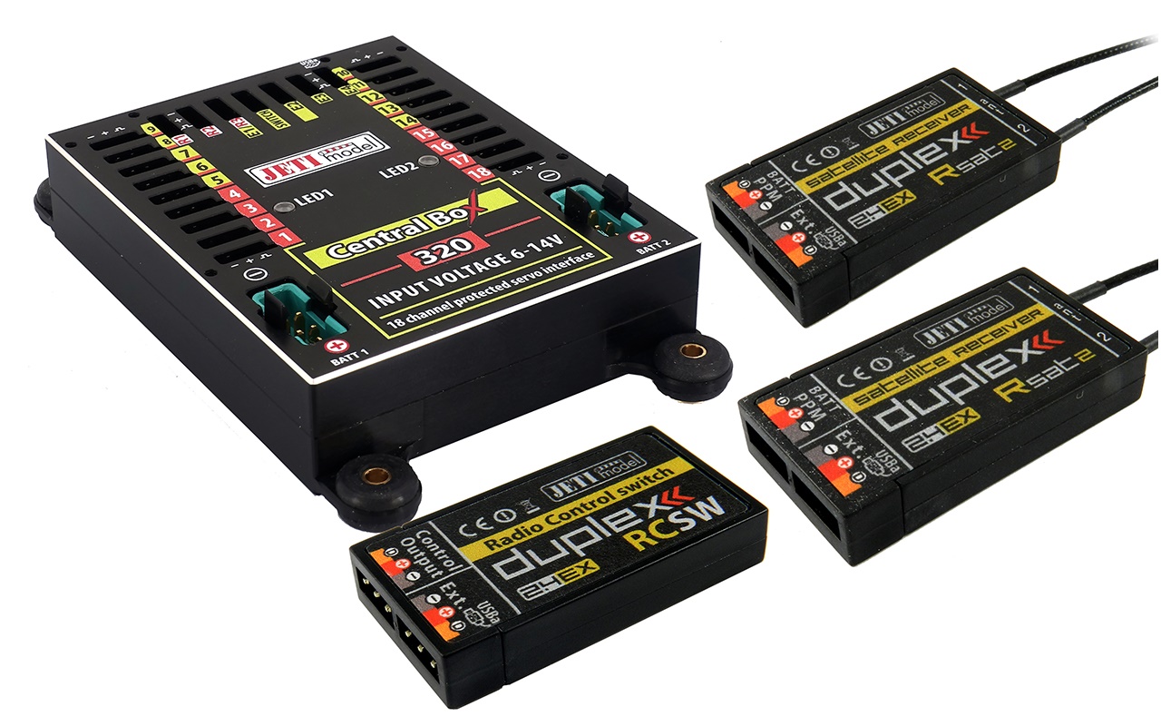JETI mottagare Central box 320 med  2x Rsat2 och RCSW