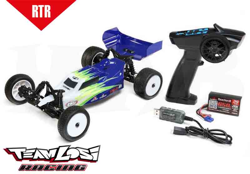 LOSI Mini-B. Brushed. RTR: 1/16 2WD Buggy. Blue/White