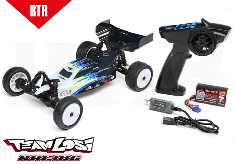 LOSI Mini-B. Brushed. RTR: 1/16 2WD Buggy. Black/White
