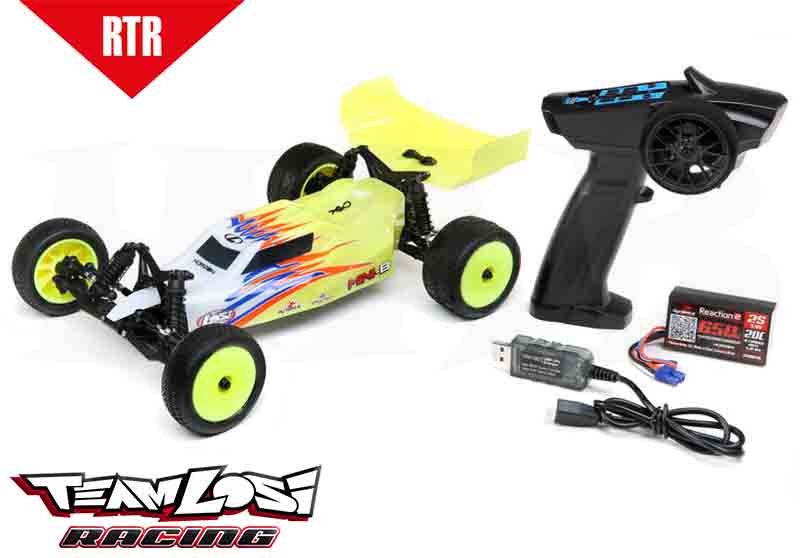 LOSI Mini-B. Brushed. RTR: 1/16 2WD Buggy. Yellow/White