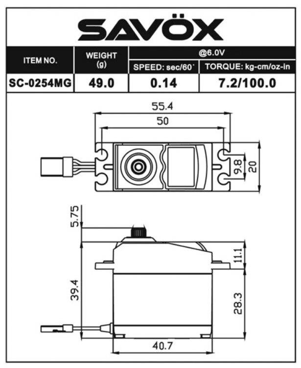 SAVÖX SC-0254MG Plus Servo Digital 7,2Kg 0,14s Metalldrev - 4