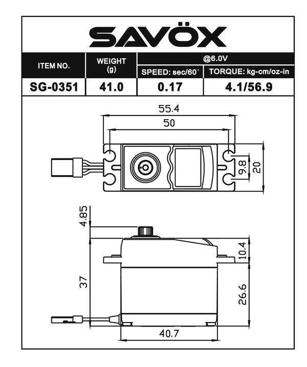 SAVÖX SG-0351 Plus Servo 4,1Kg 0,17s - 2
