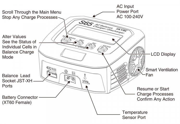Laddare SkyRC S65 Laddare 240VAC 65W 6A - 2