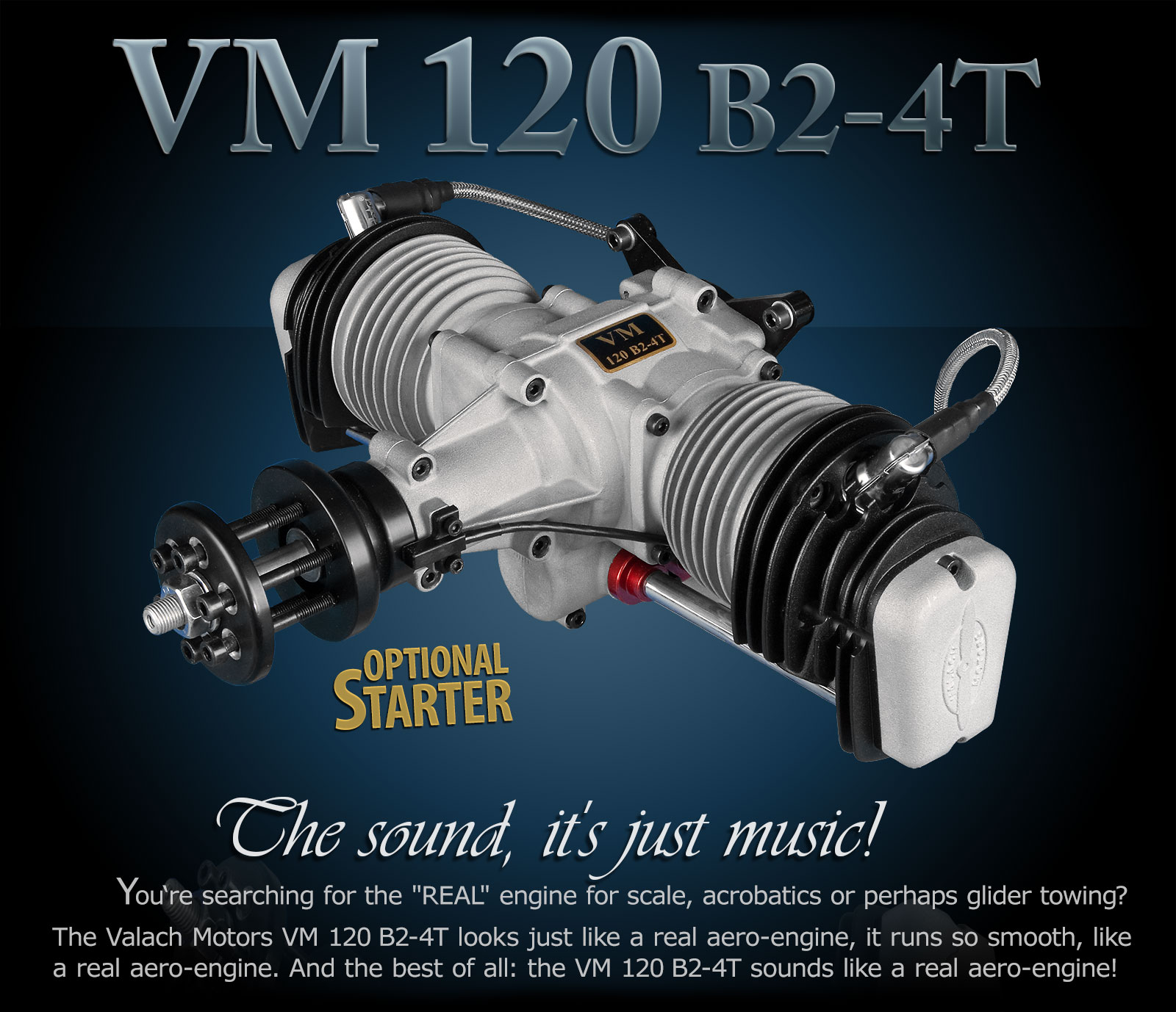 Valach Motors VM 120 B2-4T. 120 cc med elstart - 2