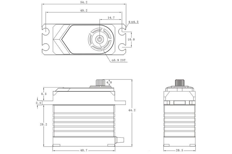 SRT T55 HiVOLT CORELESS Digital servo (55 kg-0,19s/60°) - 4