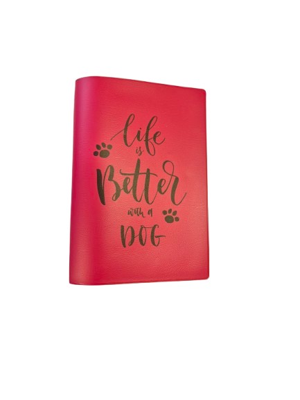 Fodral för EU-pass, rosa, LIFE IS BETTER WITH A DOG