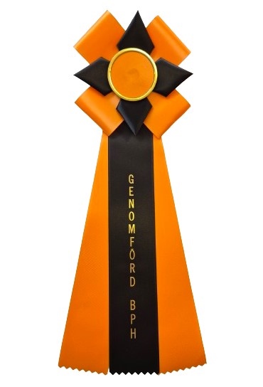 Hundrosett GENOMFÖRD BPH, kronblad, stjärna - orange/svart