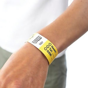 Entréband, festivalarmband, tyvek, otryckta, GULD, 19 mm - 2