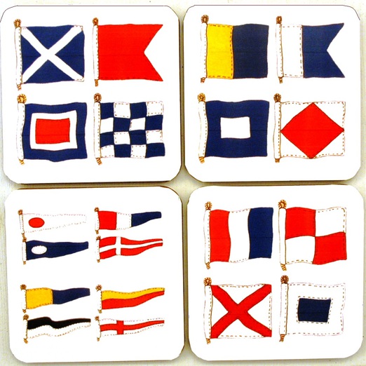 Glass coaster Signal flags, 4 pcs
