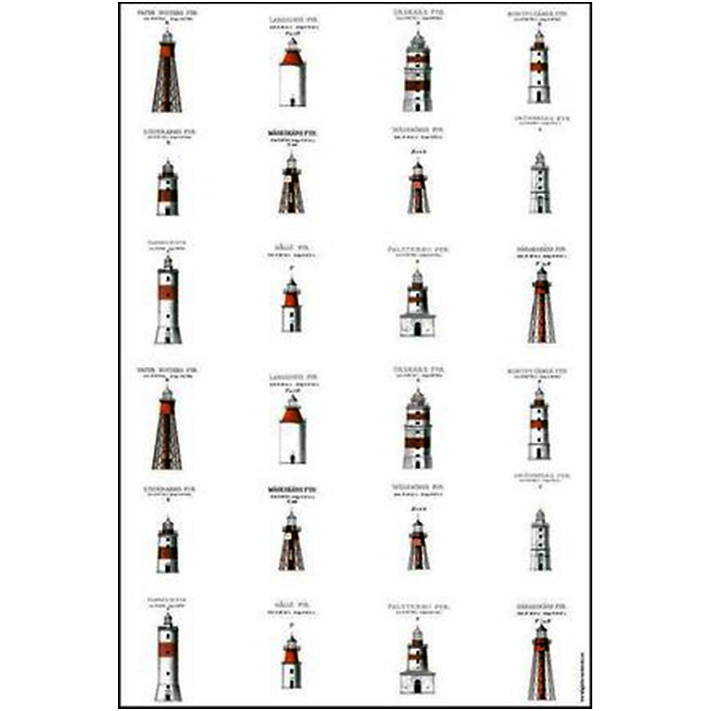 TEA TOWEL SWEDISH LIGHTHOUSES - out of stock