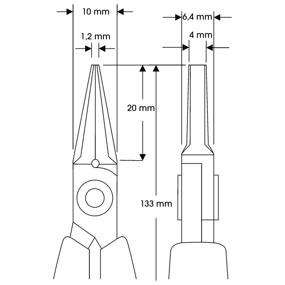 Platt tång, kort, greppytor släta - 2