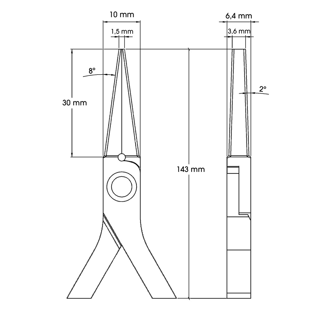 Long-nose pliers, long, smooth gripping surfaces - 2