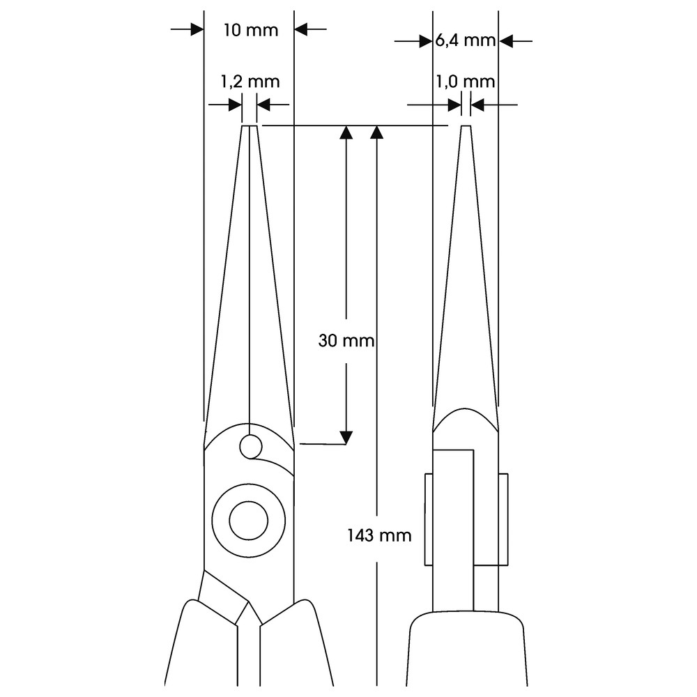 Needle-nose pliers, long, smooth gripping surfaces - 2