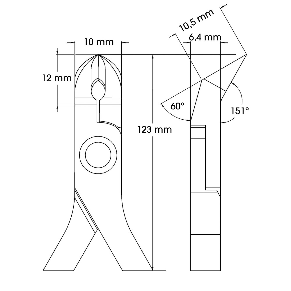 Angled cutter, without handle, 0.1–1.2/0.1–1.0/– mm - 2