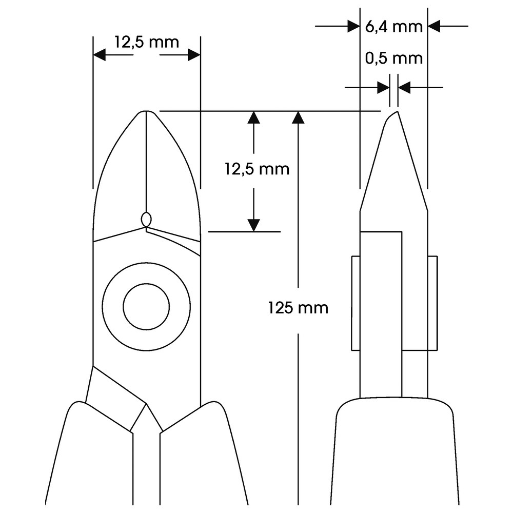 Side cutters, wide oval head, without handle - 2