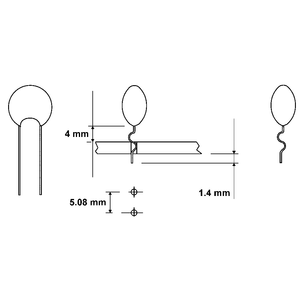 Die for preforming tool, bending and cutting capacitors, 5.08 mm