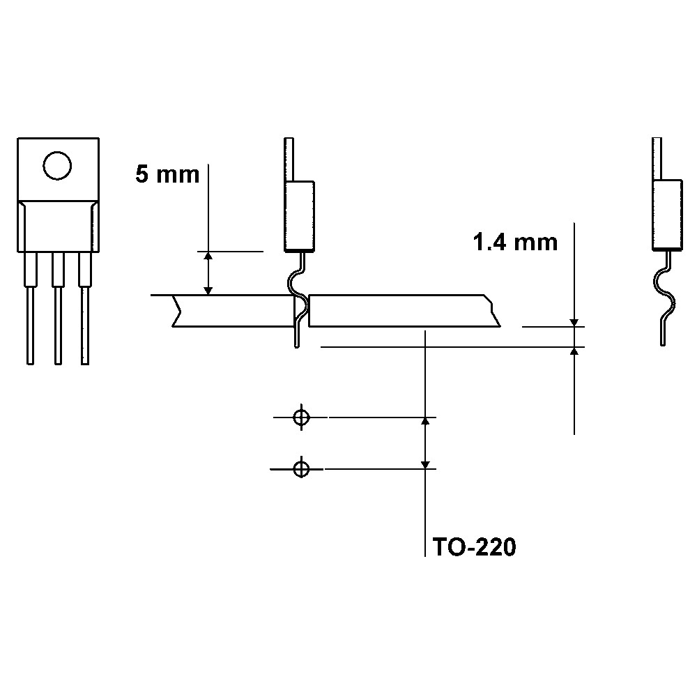 Die for preforming tool, bending of TO-220 and capacitors, -