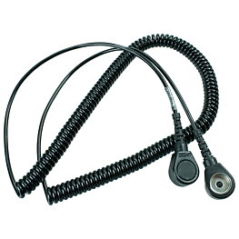 Coiled cable with push button, ESD, black, 3/10 mm, 2.4 m