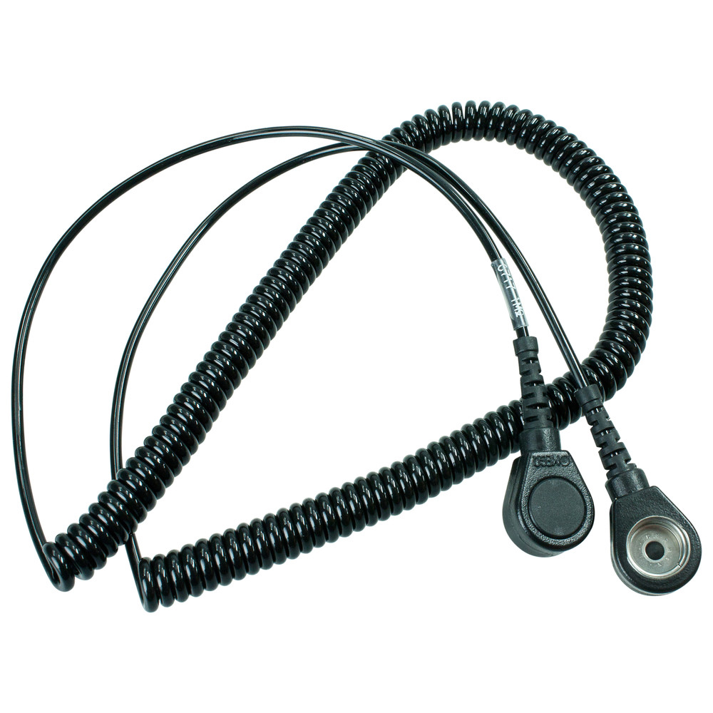 Spiralkabel med tryckknapp, ESD, svart, 3/10 mm, 3,6 m
