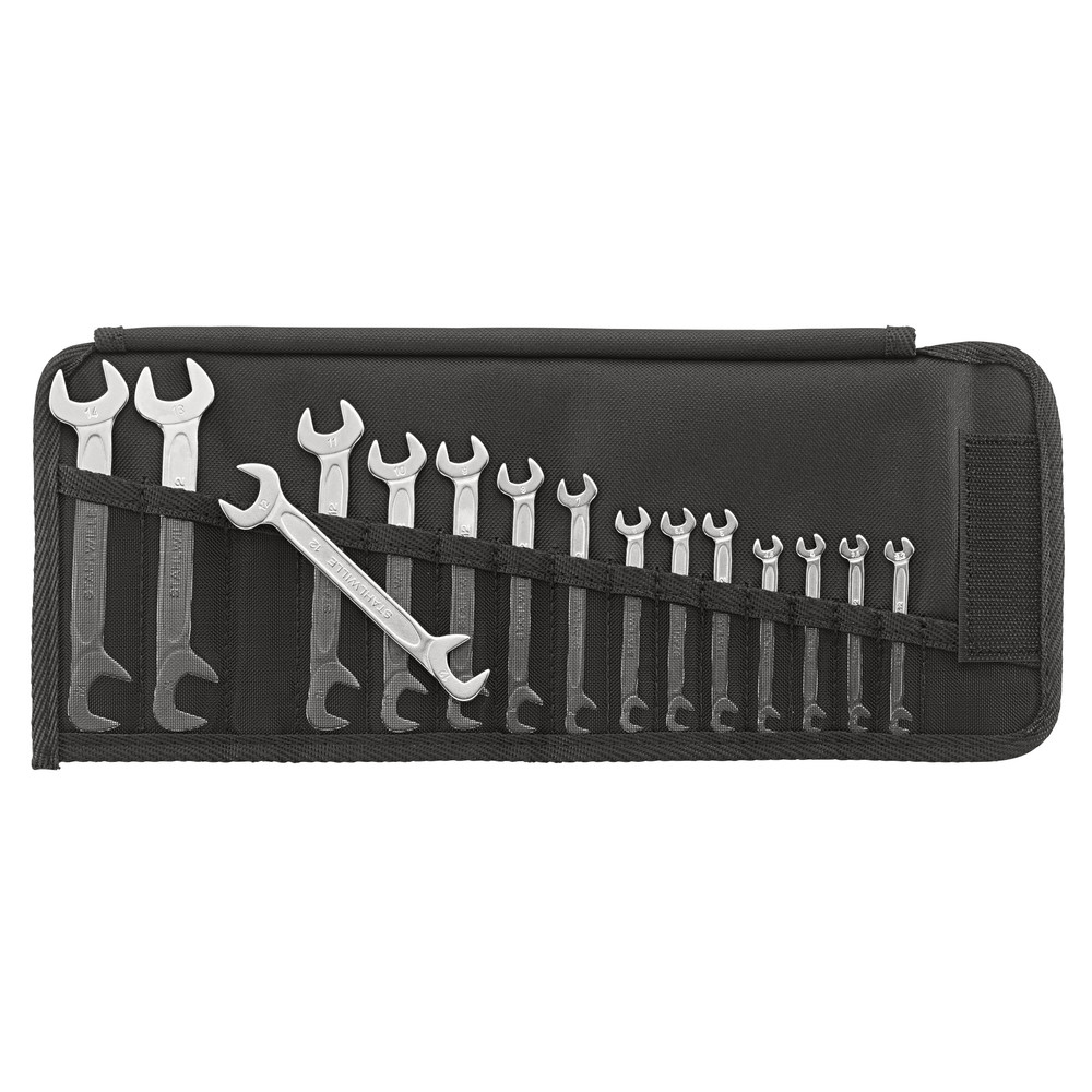 ELECTRIC 12/15 open-end wrench set, 15-piece in roll-up pouch